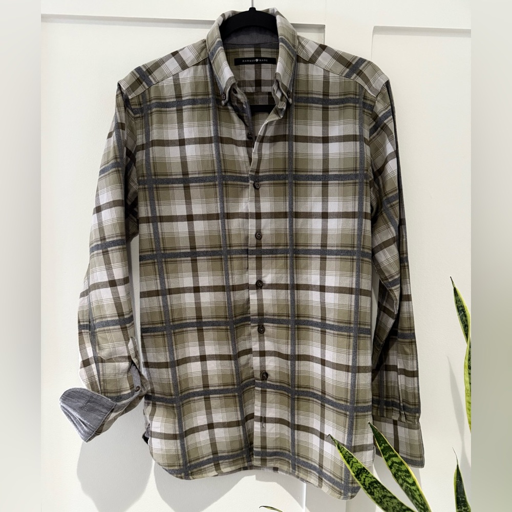 Hammer Made Men's Plaid Light Flannel Shirt - Olive Green, Gray
